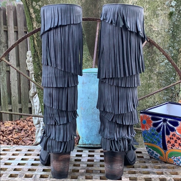 FREEBIRD BT STEVEN NEW! INCA Fringe Tall Boots 7 - Picture 9 of 11